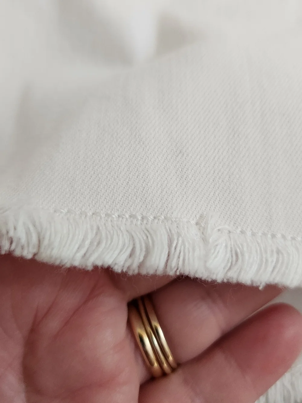 Belle by Kim Gravel White Denim Shorts with Frayed Hem